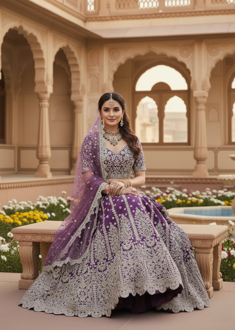 Buy Now Purple Fancy Dori & Sequins Net Wedding Lehenga Choli Online in US, UK, Canada, France, Italy, Germany, Australia, Greece, UAE & Worldwide at Empress.