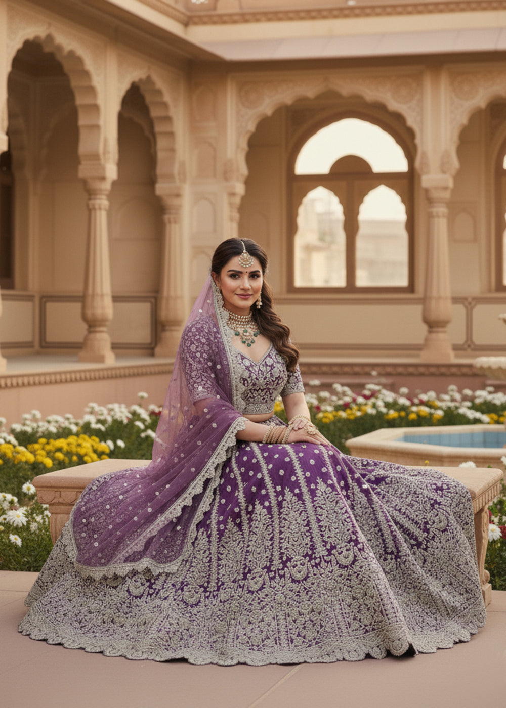 Buy Now Purple Fancy Dori & Sequins Net Wedding Lehenga Choli Online in US, UK, Canada, France, Italy, Germany, Australia, Greece, UAE & Worldwide at Empress.