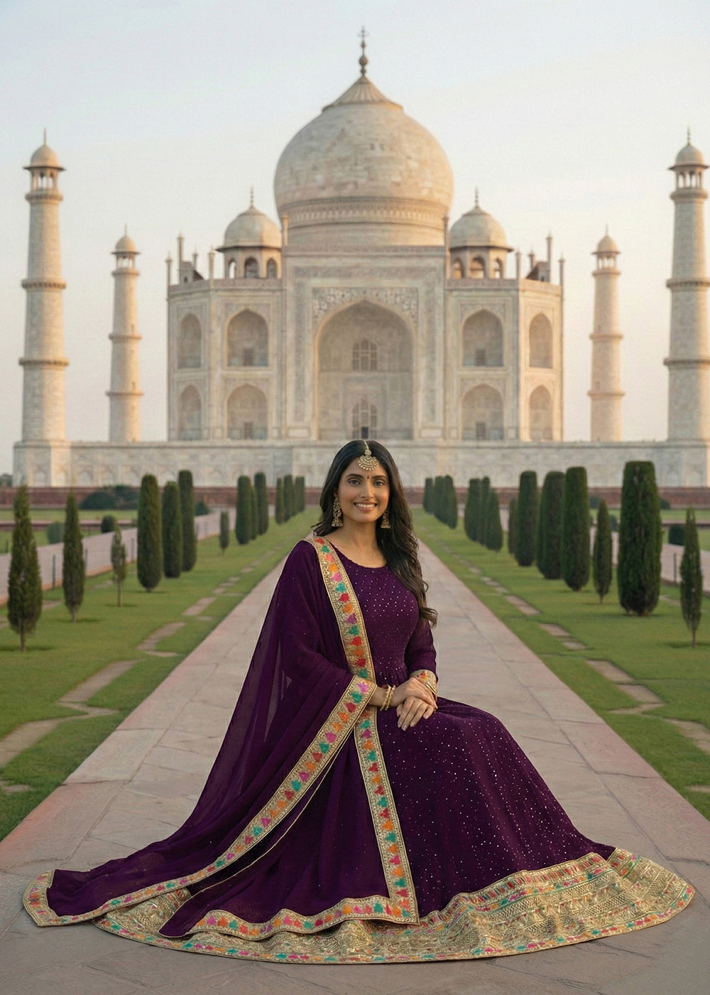 Buy Now Purple All Over Sequins Work Festive Anarkali Gown Online in US, UK, Canada, France, Italy, Sweden, Ireland, Denmark, Greece, UAE & Worldwide at Empress.