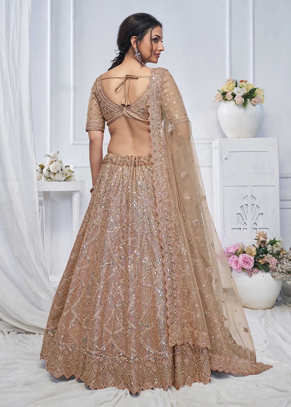 Buy Now Alluring Brown Heavy Embroidered Bridesmaids Lehenga Choli Online in USA, UK, France, UAE & Worldwide at Empress Clothing. 