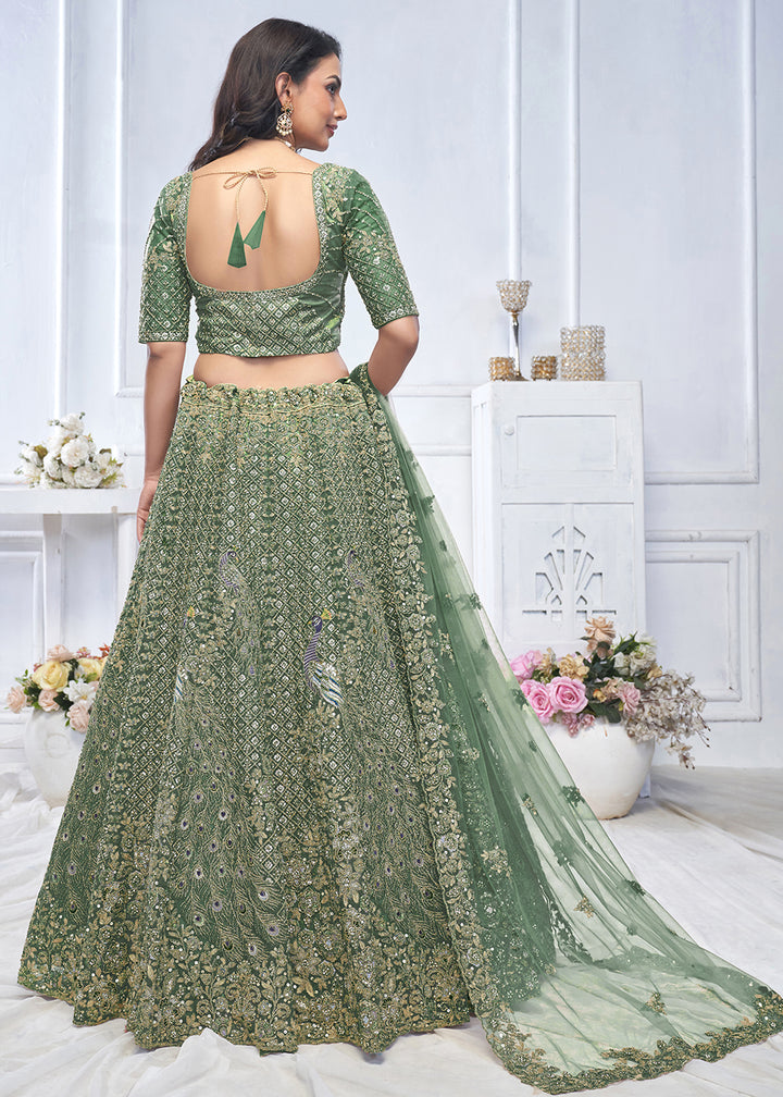 Buy Now Graceful Green Trendy Style Designer Bridal Lehenga Choli Online in USA, UK, France, UAE & Worldwide at Empress Clothing.