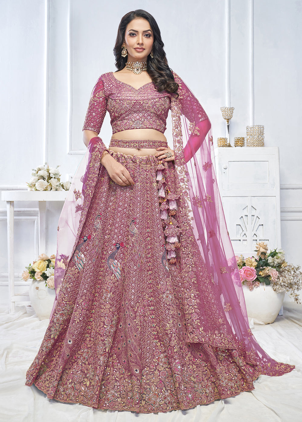 Buy Now Graceful Pink Trendy Style Designer Bridal Lehenga Choli Online in USA, UK, France, UAE & Worldwide at Empress Clothing.