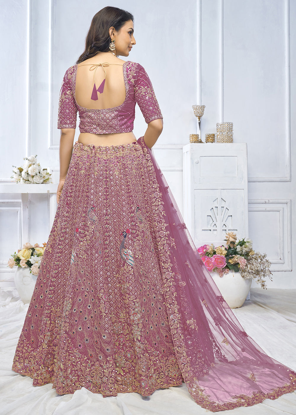 Buy Now Graceful Pink Trendy Style Designer Bridal Lehenga Choli Online in USA, UK, France, UAE & Worldwide at Empress Clothing.