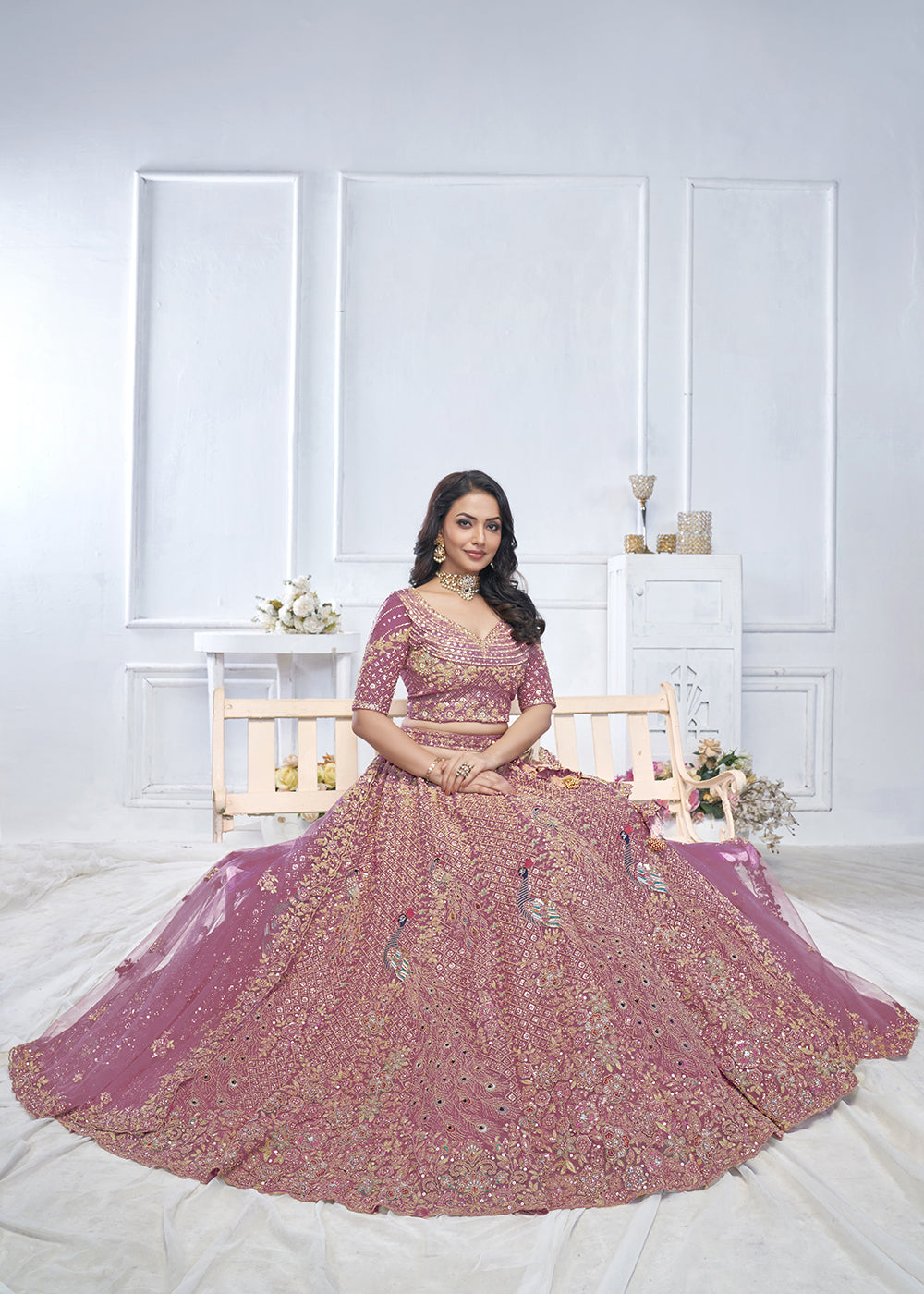 Buy Now Graceful Pink Trendy Style Designer Bridal Lehenga Choli Online in USA, UK, France, UAE & Worldwide at Empress Clothing.