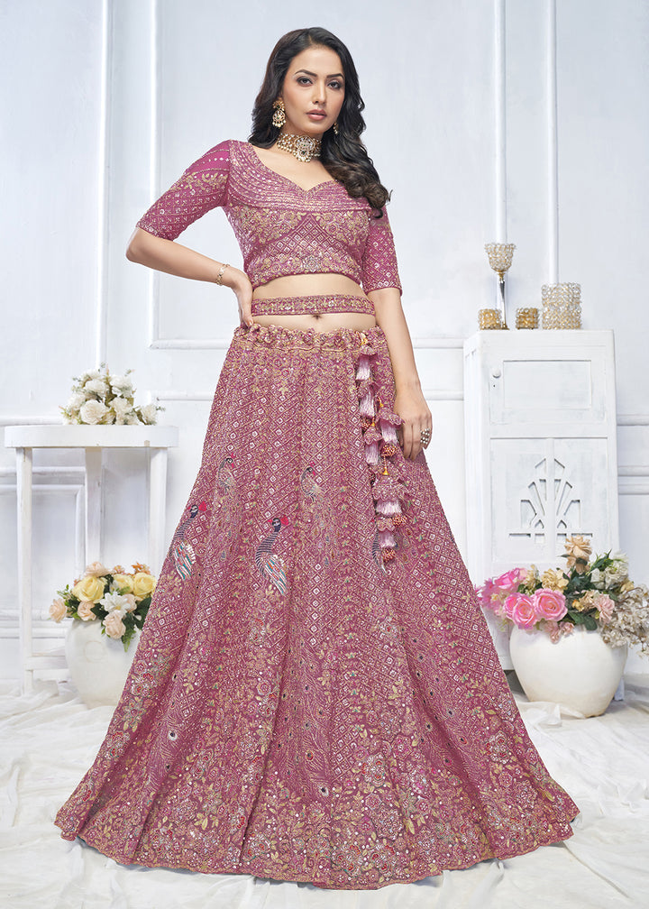 Buy Now Graceful Pink Trendy Style Designer Bridal Lehenga Choli Online in USA, UK, France, UAE & Worldwide at Empress Clothing.