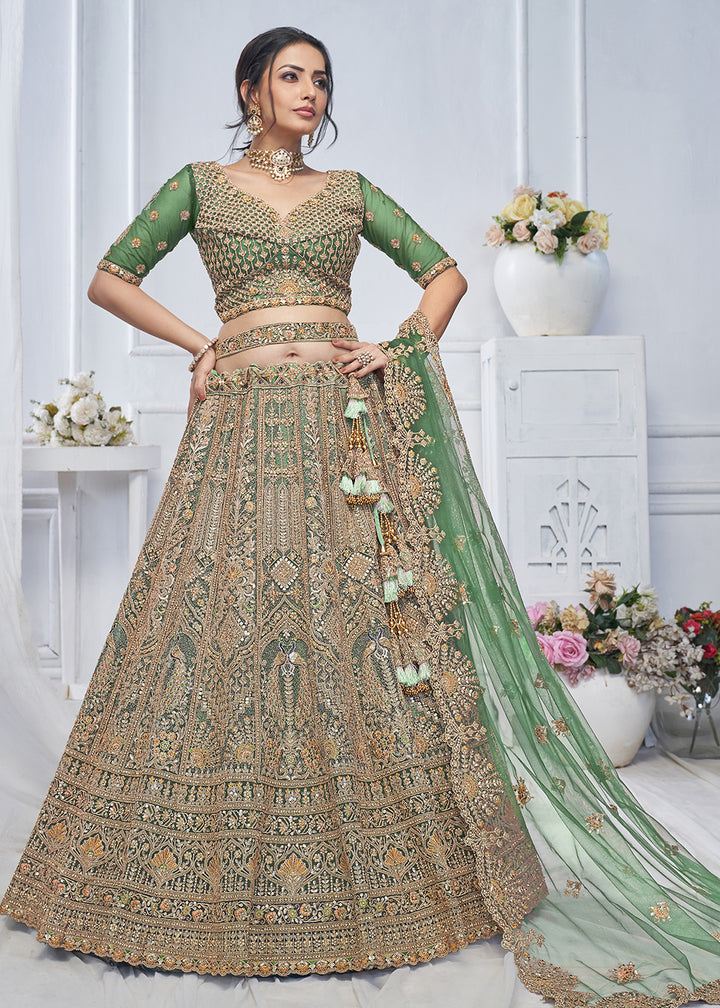 Buy Now Graceful Green All Over Embroidered Designer Lehenga Choli Online in USA, UK, France & Worldwide at Empress Clothing. 