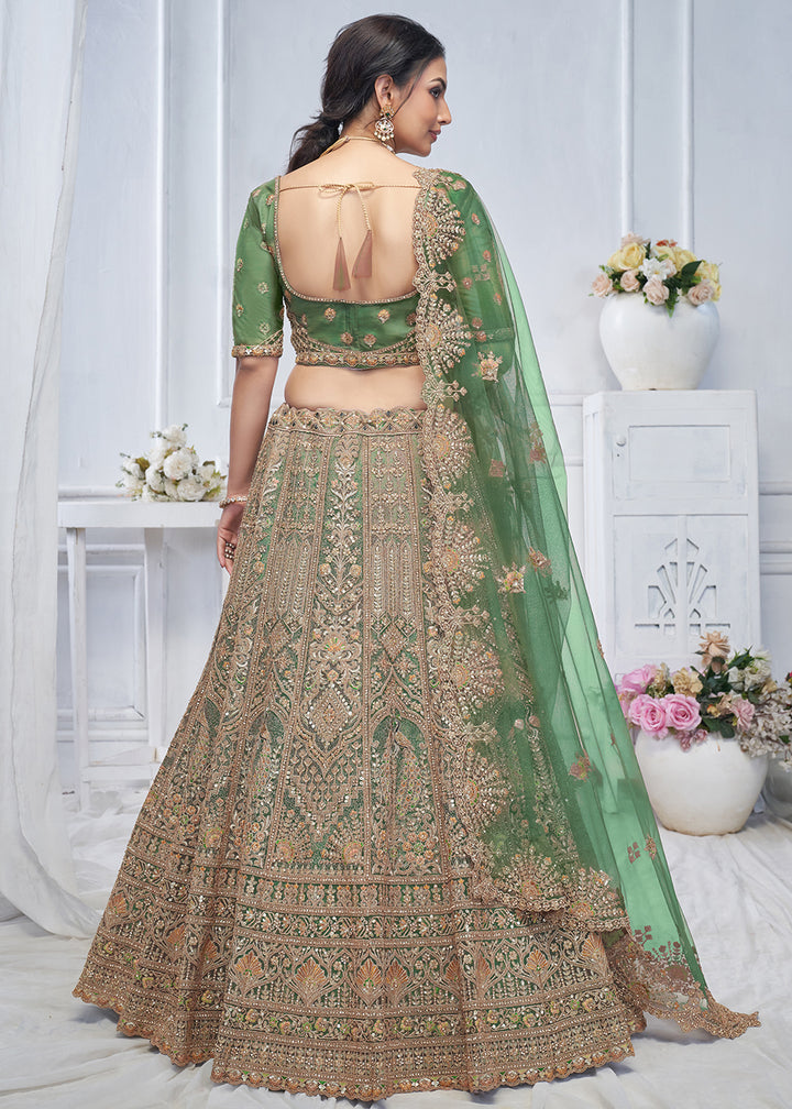 Buy Now Graceful Green All Over Embroidered Designer Lehenga Choli Online in USA, UK, France & Worldwide at Empress Clothing. 