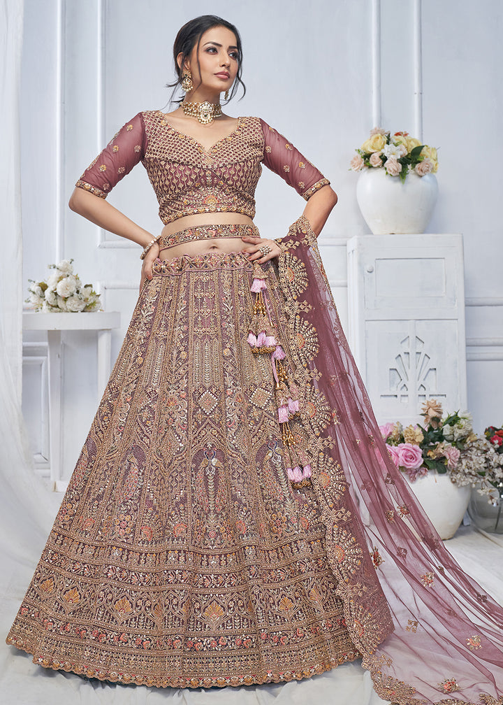 Buy Now Graceful Pink All Over Embroidered Designer Lehenga Choli Online in USA, UK, France & Worldwide at Empress Clothing.