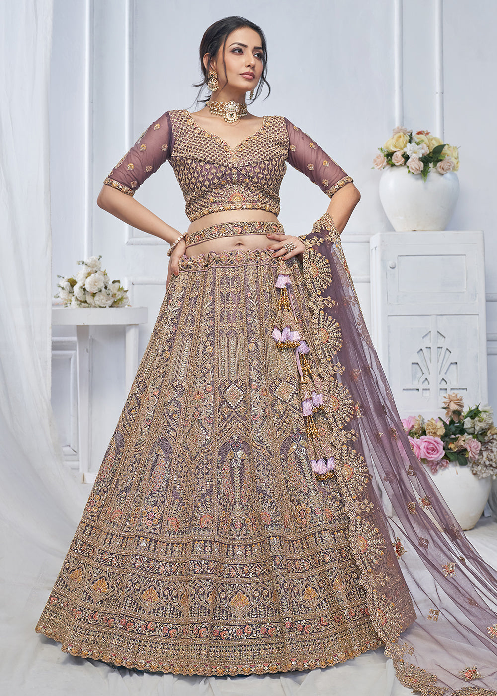 Buy Now Graceful Purple All Over Embroidered Designer Lehenga Choli Online in USA, UK, France & Worldwide at Empress Clothing.