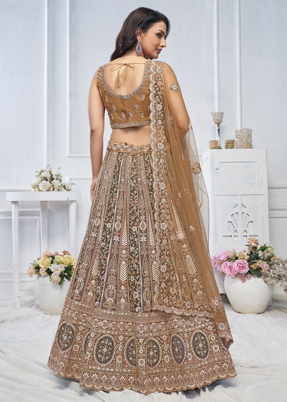 Buy Now Majestic Brown Heavy Embroidered Reception Lehenga Choli Online in USA, UK, France, & Worldwide at Empress Clothing. 