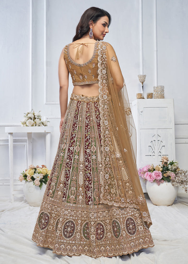 Buy Now Majestic Mustard Heavy Embroidered Reception Lehenga Choli Online in USA, UK, France, & Worldwide at Empress Clothing.