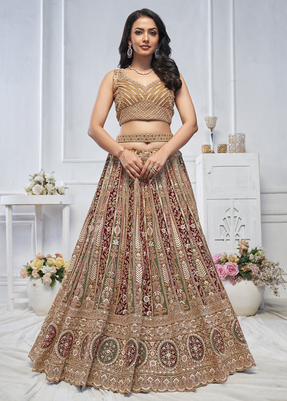 Buy Now Majestic Mustard Heavy Embroidered Reception Lehenga Choli Online in USA, UK, France, & Worldwide at Empress Clothing.