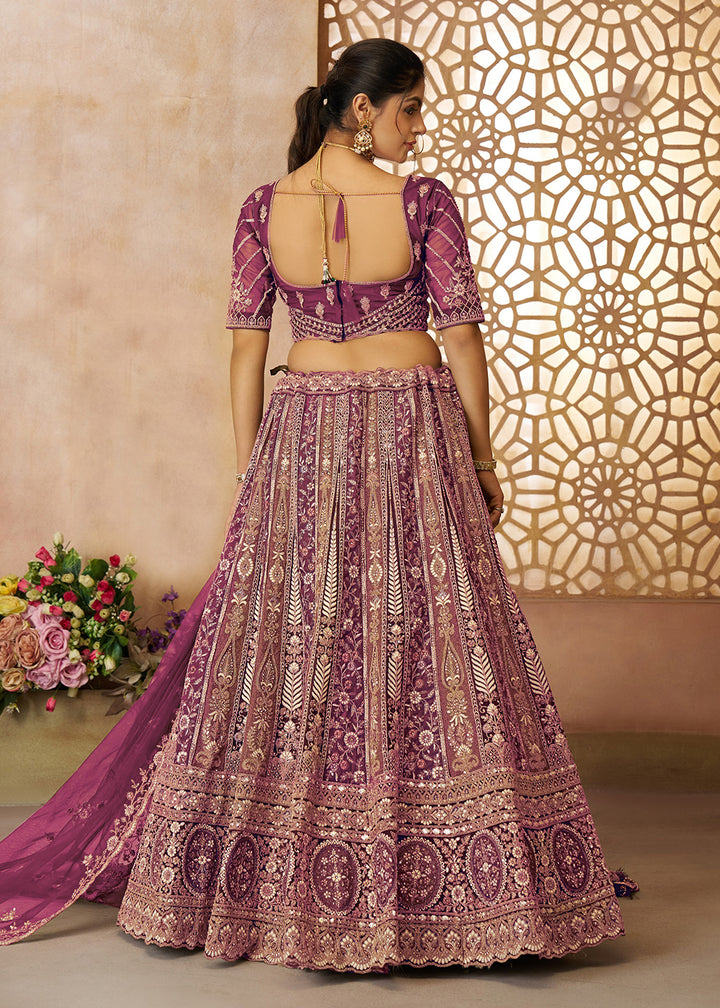Buy Now Gorgeous Purple Heavy Embroidered Bridal Lehenga for Sangeet Online in USA, UK, Canada, France, Italy, Germany, UAE & Worldwide at Empress Clothing.