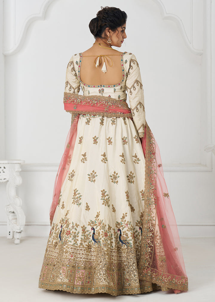 Buy Now Amazing White Embroidered Zari Silk Designer Wedding Lehenga Choli Online in USA, UK, Canada, France, Italy, Germany, UAE & Worldwide at Empress Clothing