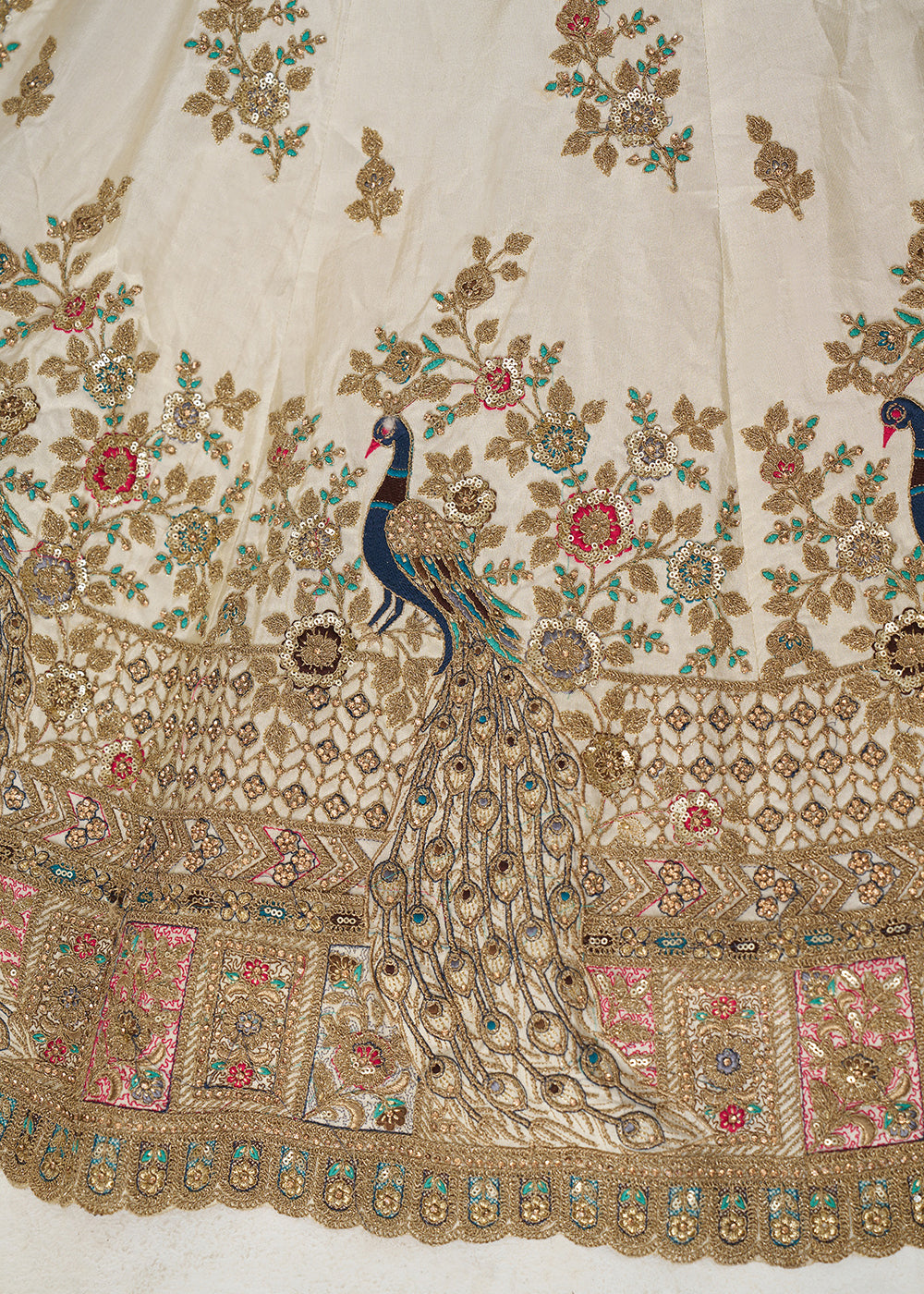 Buy Now Amazing White Embroidered Zari Silk Designer Wedding Lehenga Choli Online in USA, UK, Canada, France, Italy, Germany, UAE & Worldwide at Empress Clothing