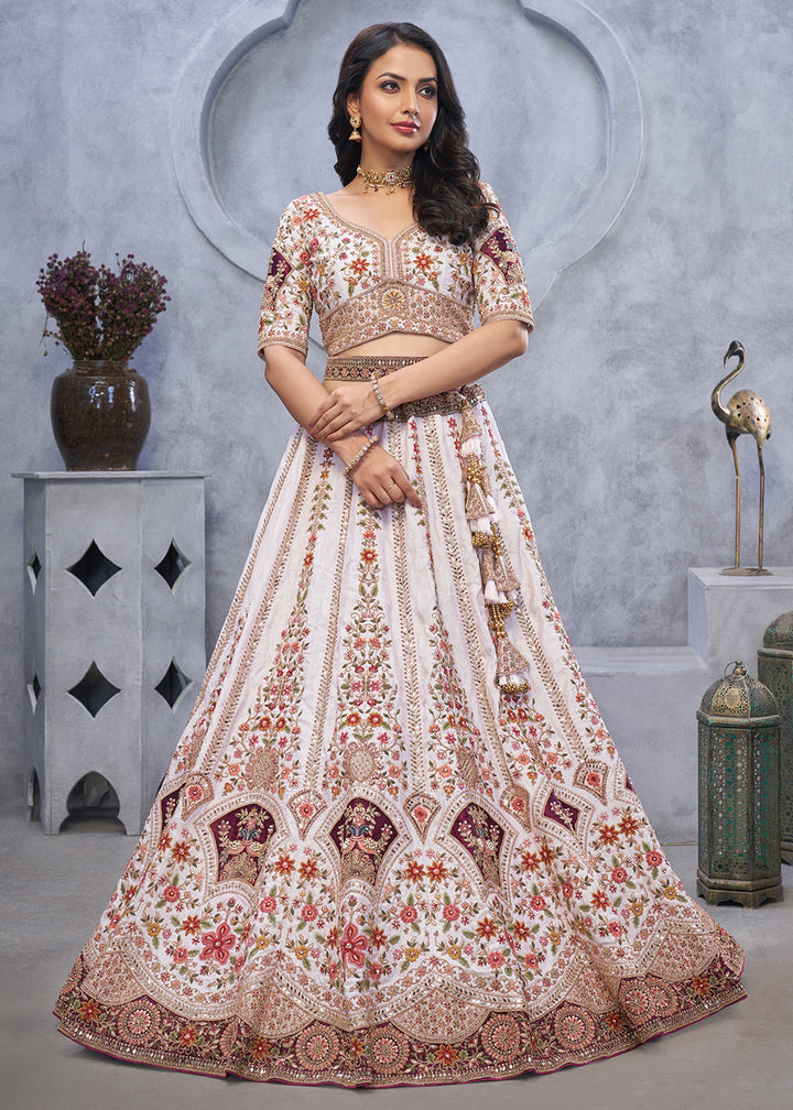 Buy Now Light Purple Zari Paisley Embroidered Wedding Lehenga Choli Online in USA, UK, France, UAE & Worldwide at Empress Clothing.