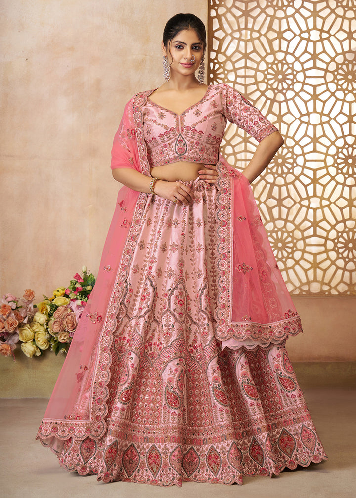 Buy Now Adorable Pink Wedding Wear Lehenga Choli for Bridesmaids Online in USA, UK, Canada, France, Italy, Germany, UAE & Worldwide at Empress Clothing.
