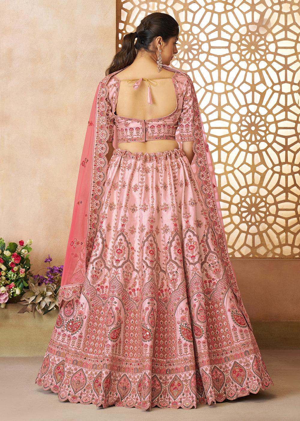 Buy Now Adorable Pink Wedding Wear Lehenga Choli for Bridesmaids Online in USA, UK, Canada, France, Italy, Germany, UAE & Worldwide at Empress Clothing.