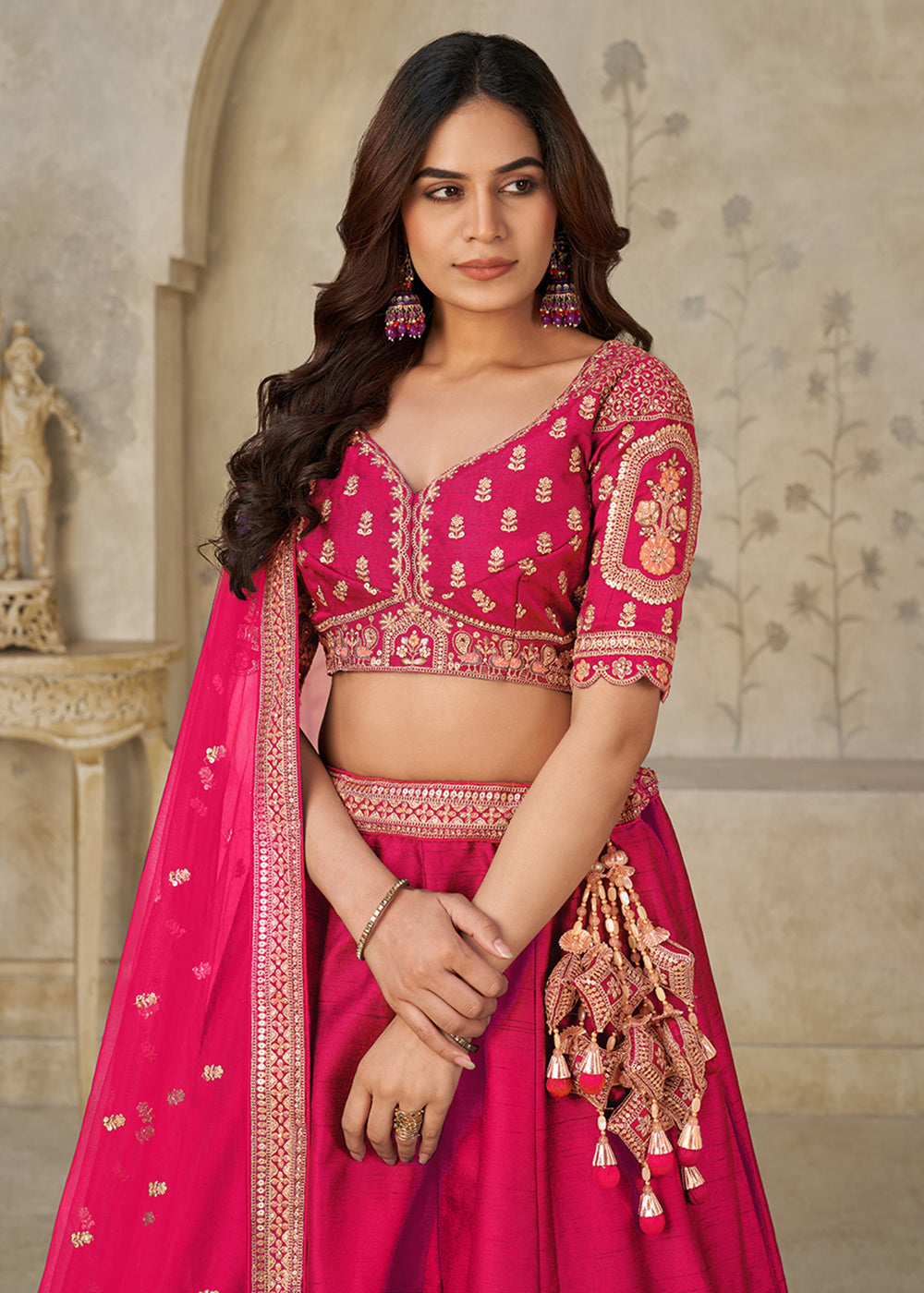 Buy Now Rani Elephant Zari Embroidered Bridal Lehenga Choli Online in US, UK, Canada, France, Italy, Germany, Sweden, Denmark, Greece & Worldwide at Empress.