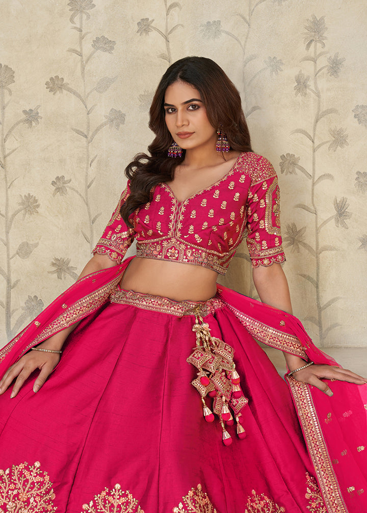 Buy Now Rani Elephant Zari Embroidered Bridal Lehenga Choli Online in US, UK, Canada, France, Italy, Germany, Sweden, Denmark, Greece & Worldwide at Empress.