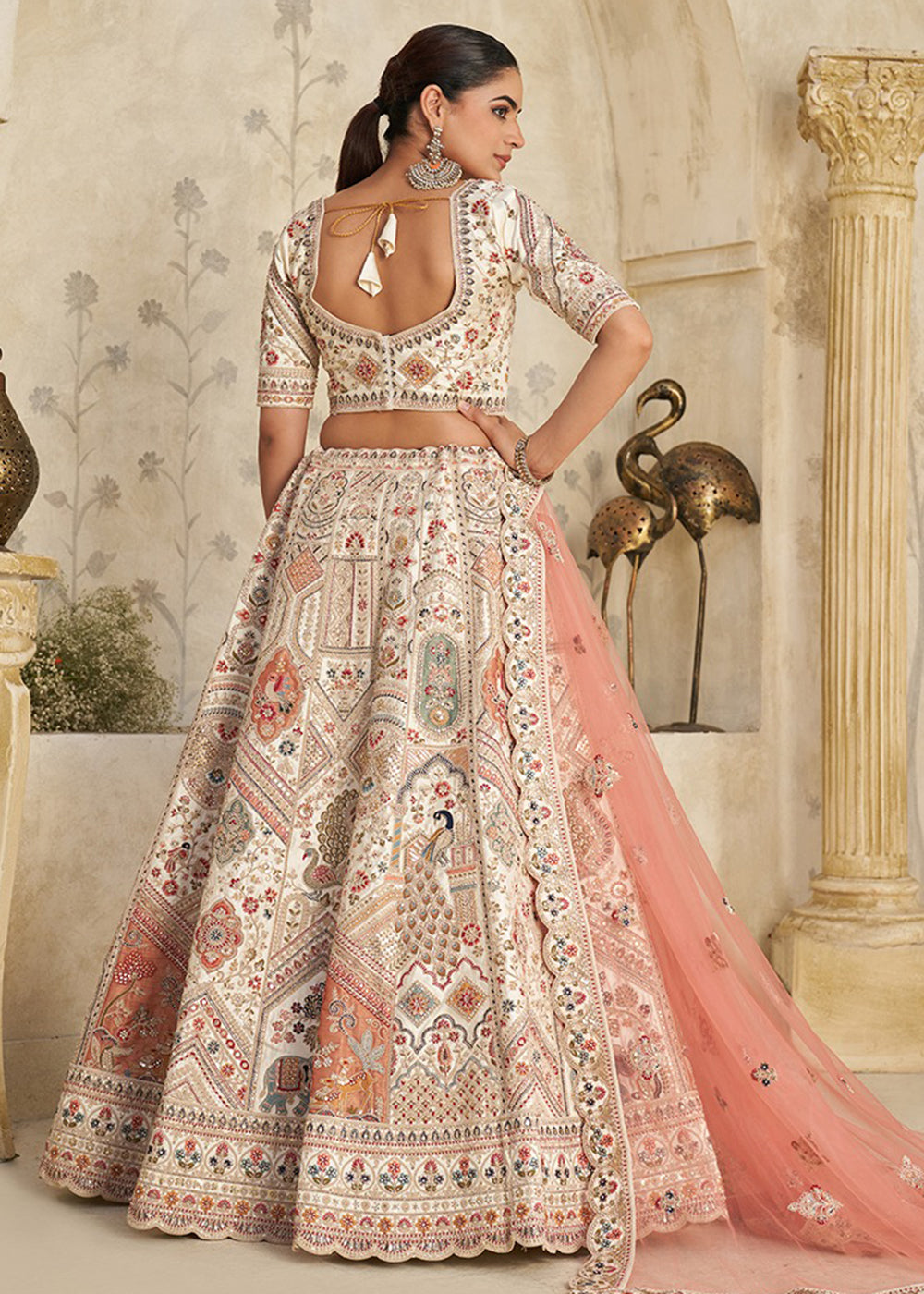 Buy Now Traditional Style Cream Royal Bridal Lehenga Choli Online in US, UK, Canada, France, Germany, Sweden, Denmark, Greece, Ireland & Worldwide at Empress.