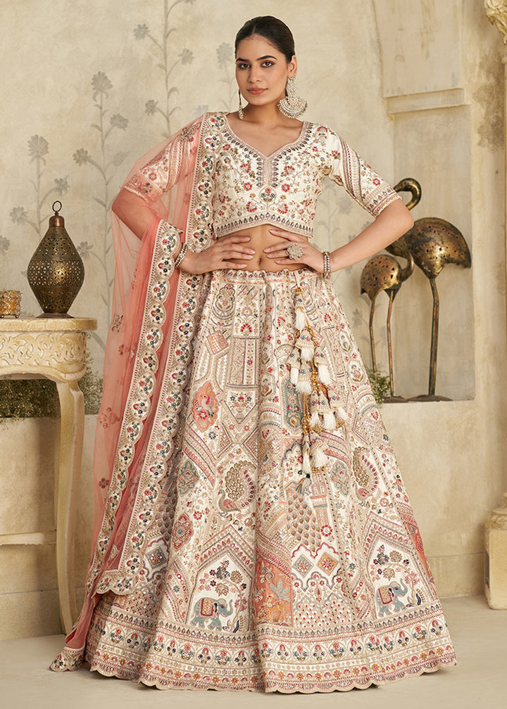 Buy Now Traditional Style Cream Royal Bridal Lehenga Choli Online in US, UK, Canada, France, Germany, Sweden, Denmark, Greece, Ireland & Worldwide at Empress.