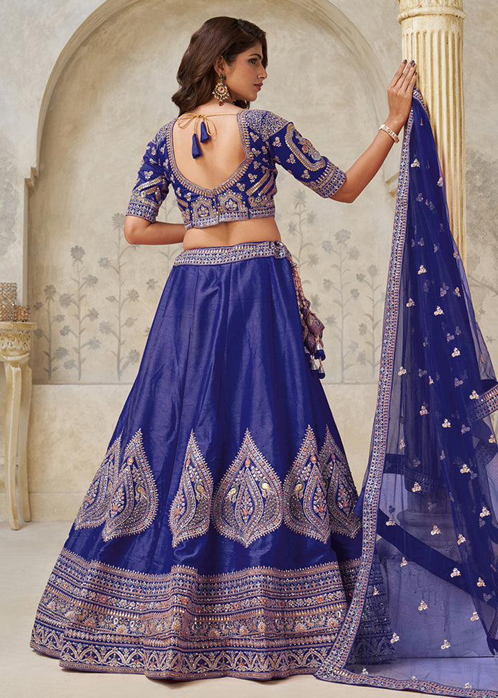 Buy Now Purple Leaf Motifs Embroidered Wedding Lehenga Choli Online in US, UK, Canada, France, Italy, Germany, Sweden, Denmark, Greece & Worldwide at Empress.