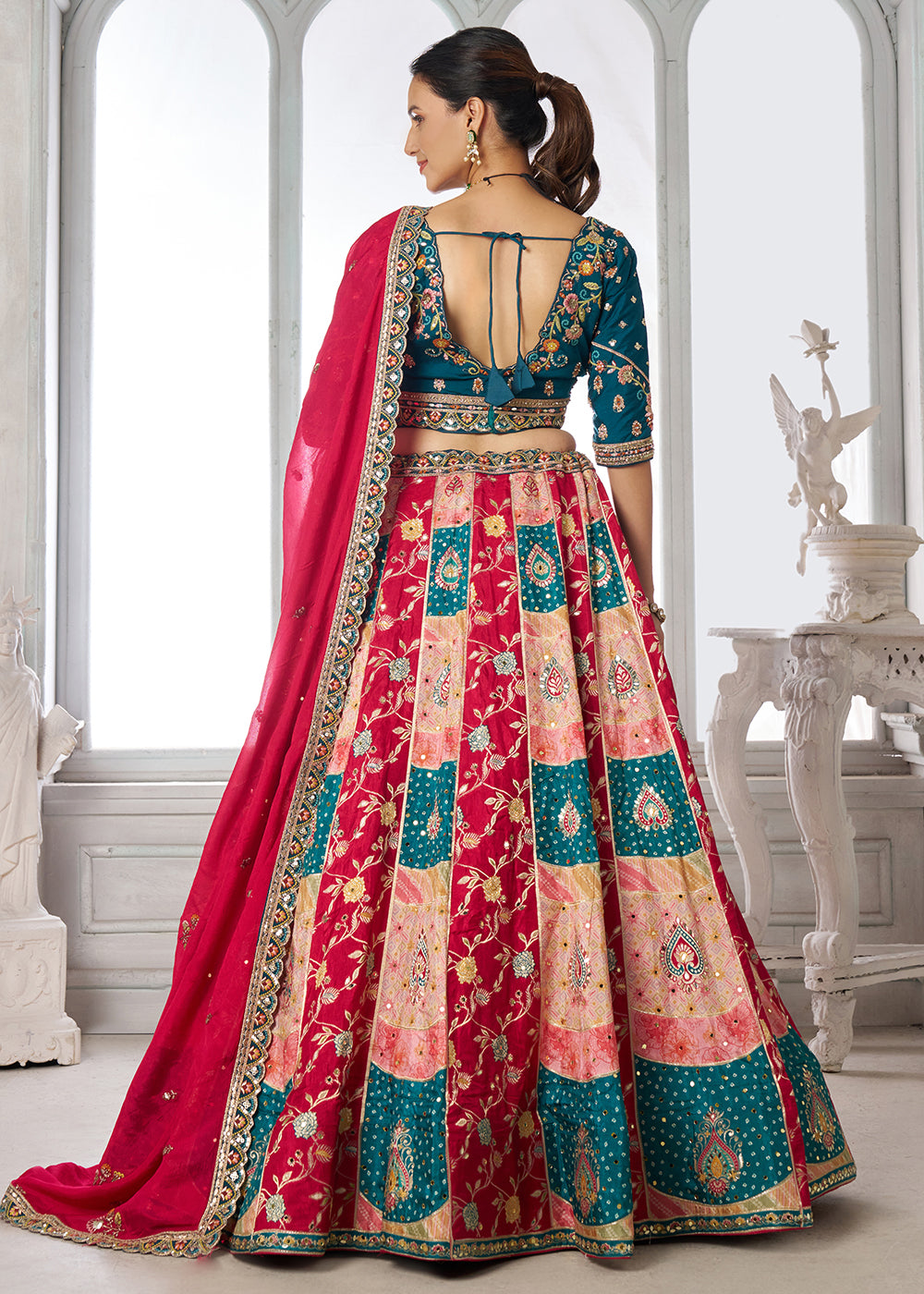 Buy Now Designer Multicolor Blue Lehenga Choli with Embroidered Blouse Online in US, UK, Canada, France, Italy, Greece, Sweden, UAE &amp; Worldwide at Empress.
