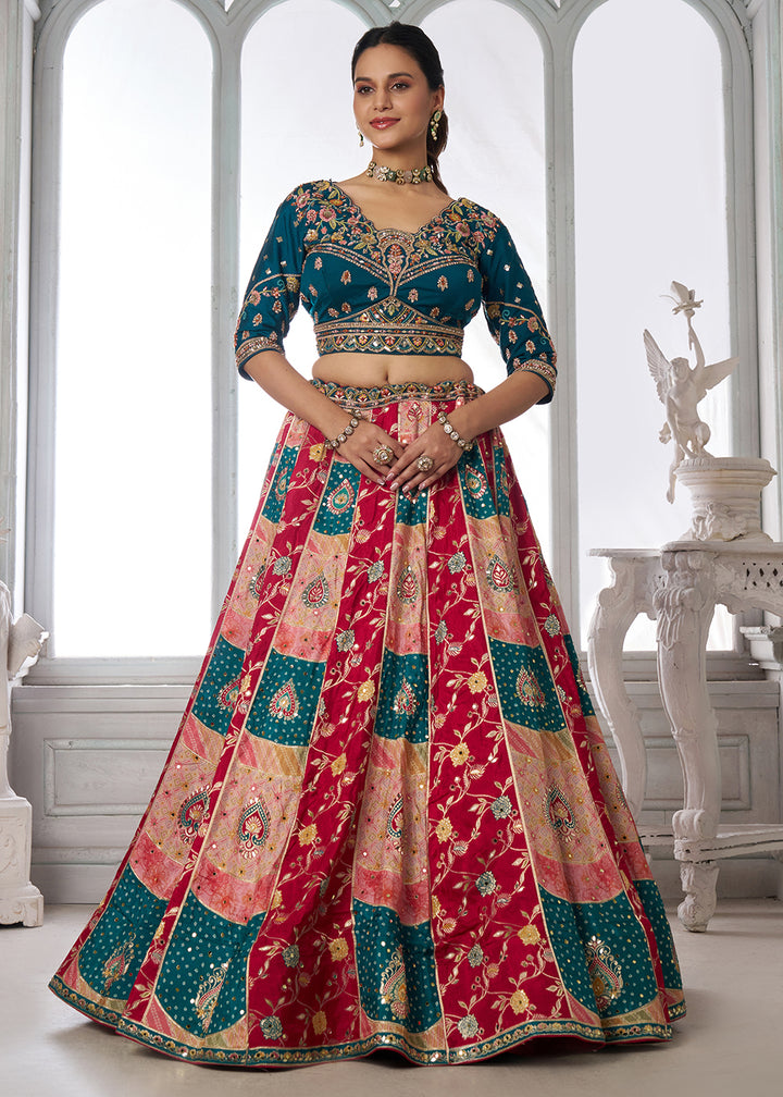 Buy Now Designer Multicolor Blue Lehenga Choli with Embroidered Blouse Online in US, UK, Canada, France, Italy, Greece, Sweden, UAE &amp; Worldwide at Empress.