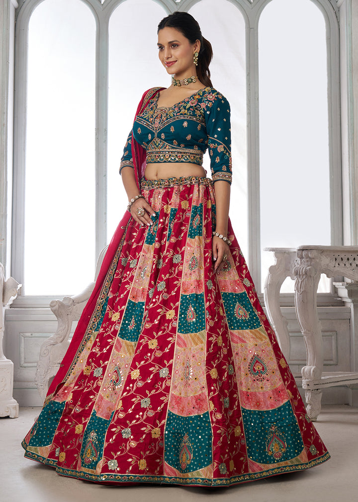 Buy Now Designer Multicolor Blue Lehenga Choli with Embroidered Blouse Online in US, UK, Canada, France, Italy, Greece, Sweden, UAE &amp; Worldwide at Empress.