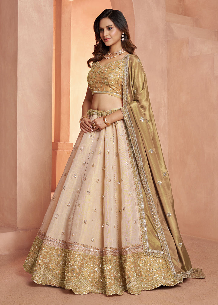 Buy Now Designer Gold Lehenga with Luxurious Embellished Details Online in US, UK, Canada, France, Italy, Greece, Sweden, UAE, Denmark &amp; Worldwide at Empress.