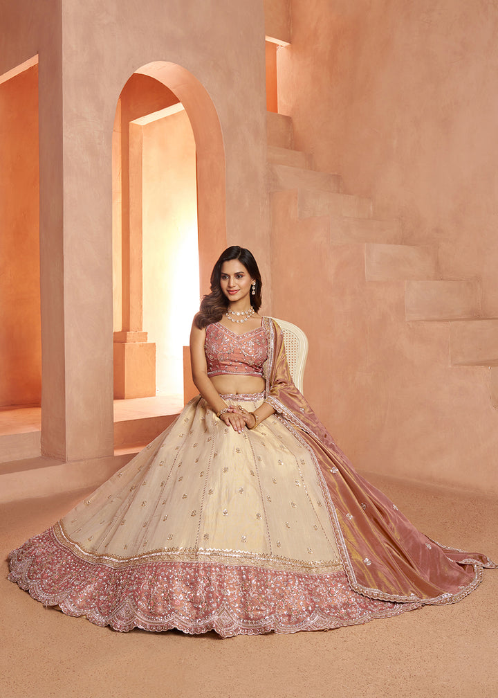 Buy Now Designer Peach  Lehenga with Luxurious Embellished Details Online in US, UK, Canada, France, Italy, Greece, Sweden, UAE, Denmark &amp; Worldwide at Empress.