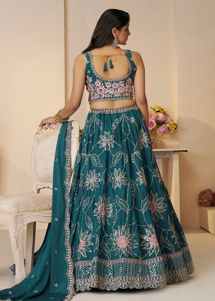 Buy Now Bridesmaids Style Blue Sequins Embroidered Lehenga Choli Online in USA, UK, Canada, France, Italy, Germany, Austria, UAE & Worldwide at Empress Clothing.