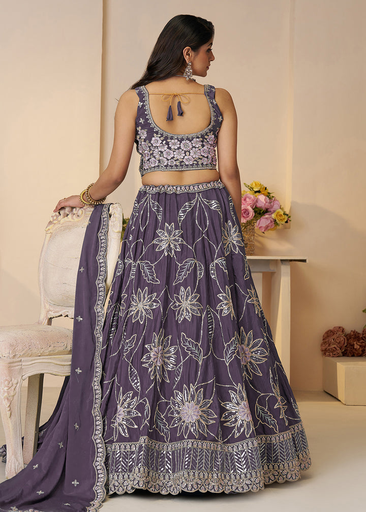 Buy Now Bridesmaids Style Purple Sequins Embroidered Lehenga Choli Online in USA, UK, Canada, France, Italy, Germany, Austria, UAE & Worldwide at Empress.