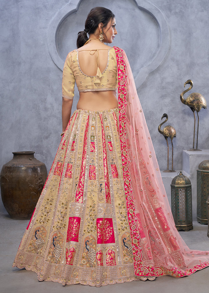 Buy Now Radiant Rani Beige Hand Embroidered Bridal Lehenga Choli Online in USA, UK, France, & Worldwide at Empress Clothing. 