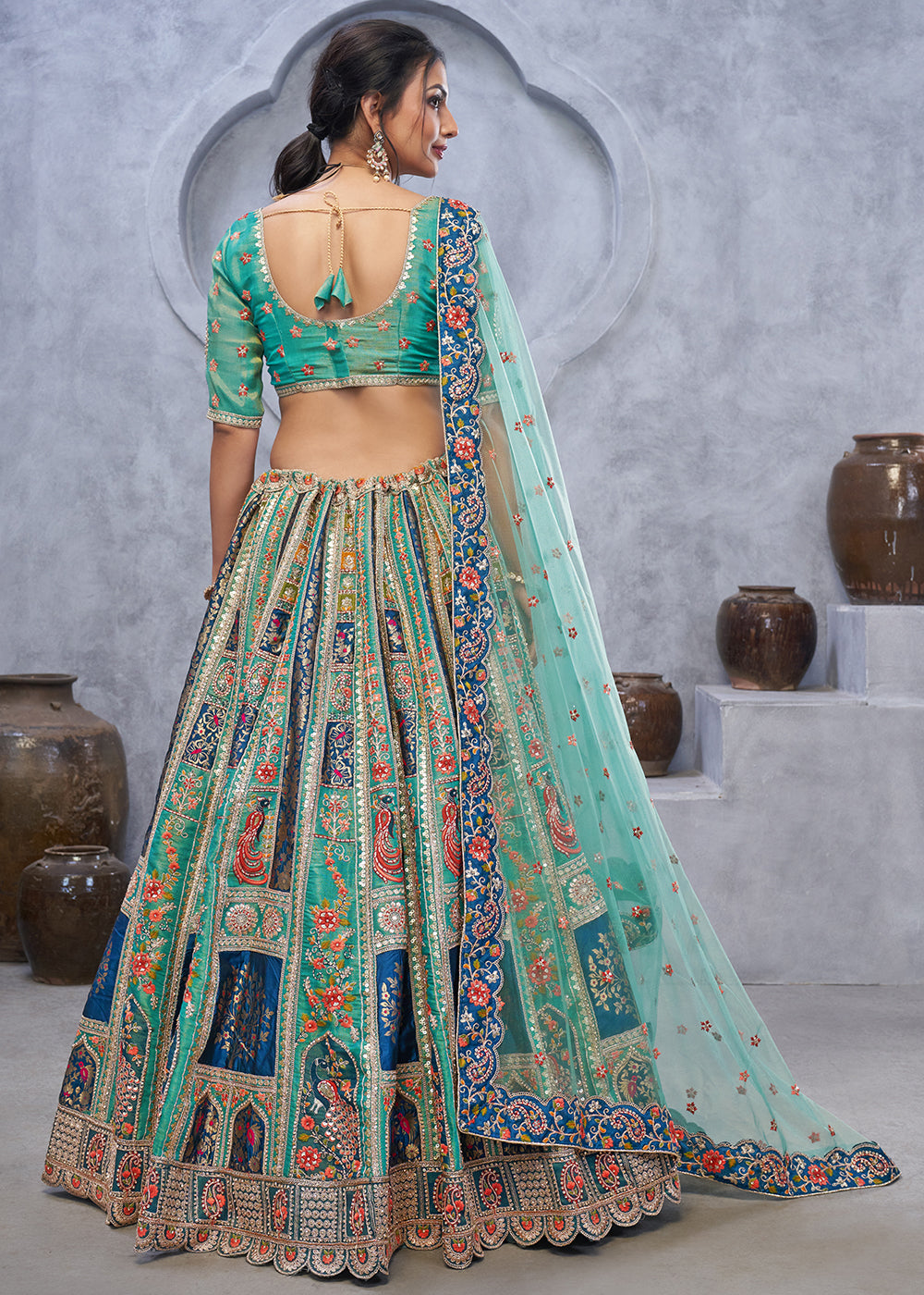 Buy Now Graceful Green Hand Embroidered Bridal Lehenga Choli Online in USA, UK, France, & Worldwide at Empress Clothing.