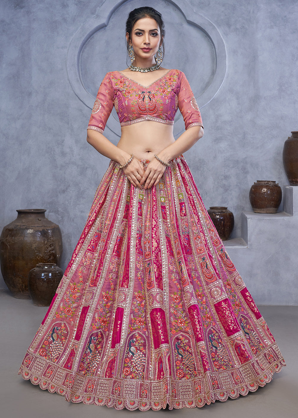 Buy Now Radiant Rani Purple Hand Embroidered Bridal Lehenga Choli Online in USA, UK, France, & Worldwide at Empress Clothing. 