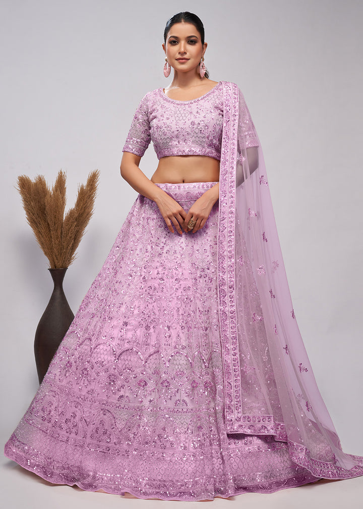 Buy Now Designer Mauve Floral Embroidered Bridal Lehenga Choli Online in USA, UK, Canada & Worldwide at Empress Clothing. 