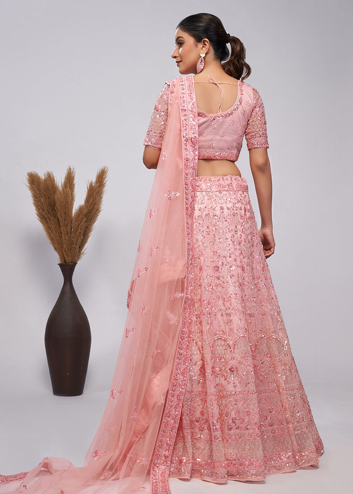 Buy Now Designer Pink Floral Embroidered Bridal Lehenga Choli Online in USA, UK, Canada & Worldwide at Empress Clothing.