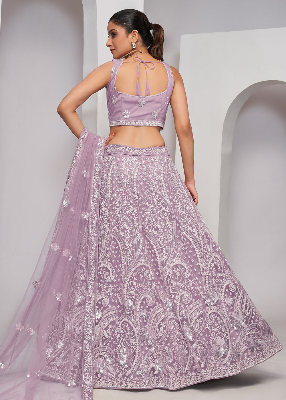 Buy Now Luxurious Mauve Heavy Embroidered Bridal Lehenga Choli Online in USA, UK, Canada & Worldwide at Empress Clothing.