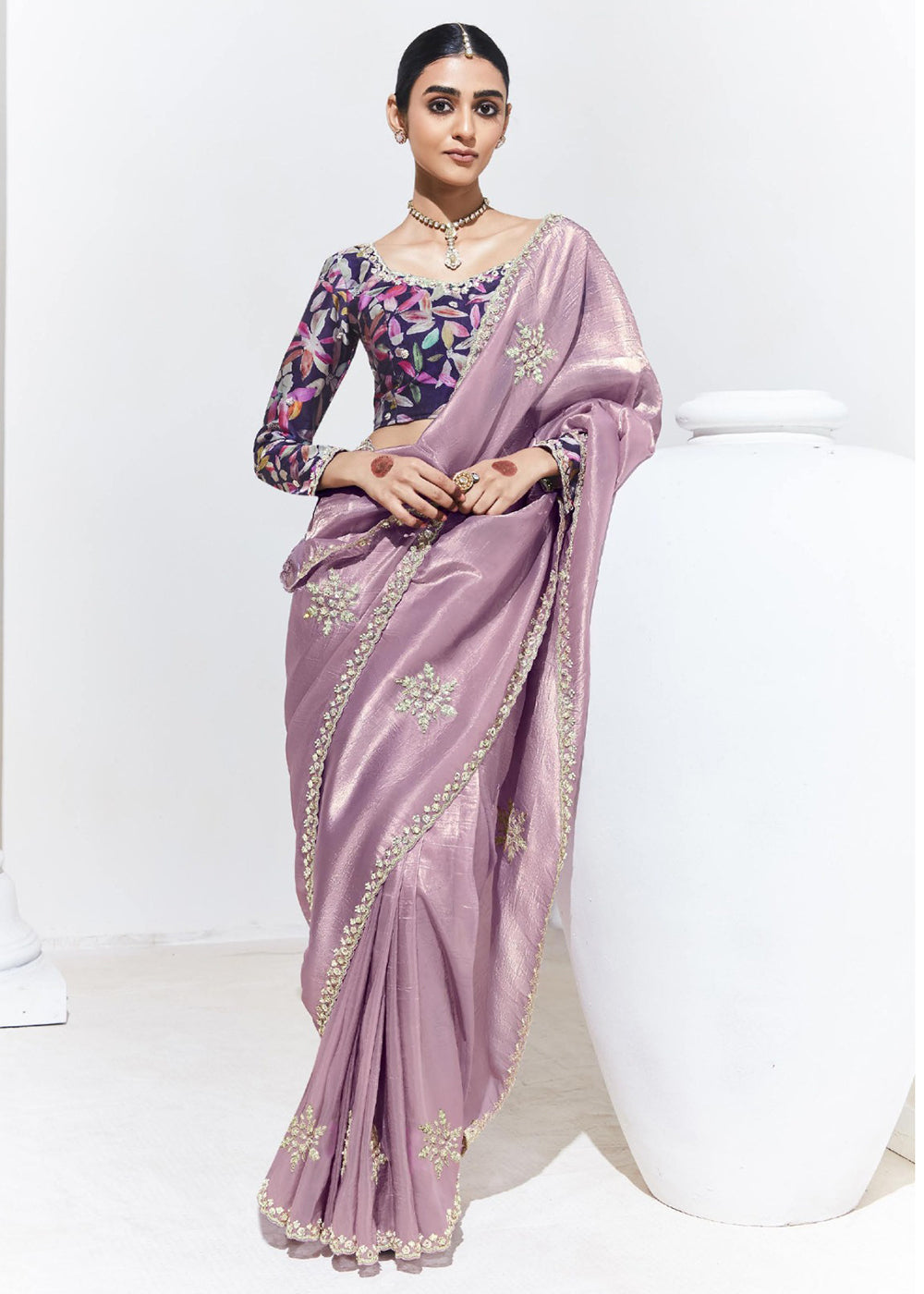 Buy Now Stunning Mauve Organza Embroidered Party Wear Saree Online in USA, UK, Canada & Worldwide at Empress Clothing. 