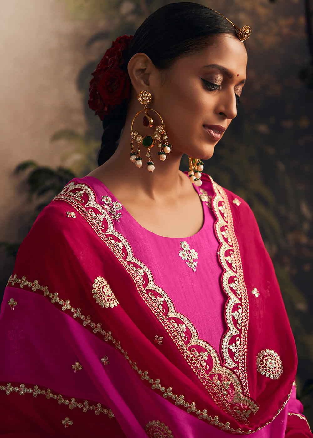 Buy Now Silk Modale Magenta Pink Embroidered Festive Salwar Suit Online in USA, UK, Canada, Germany, Australia & Worldwide at Empress Clothing. 