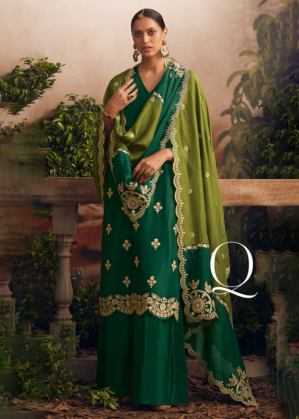 Buy Now Silk Modale Dark Green Embroidered Festive Salwar Suit Online in USA, UK, Canada, Germany, Australia & Worldwide at Empress Clothing.