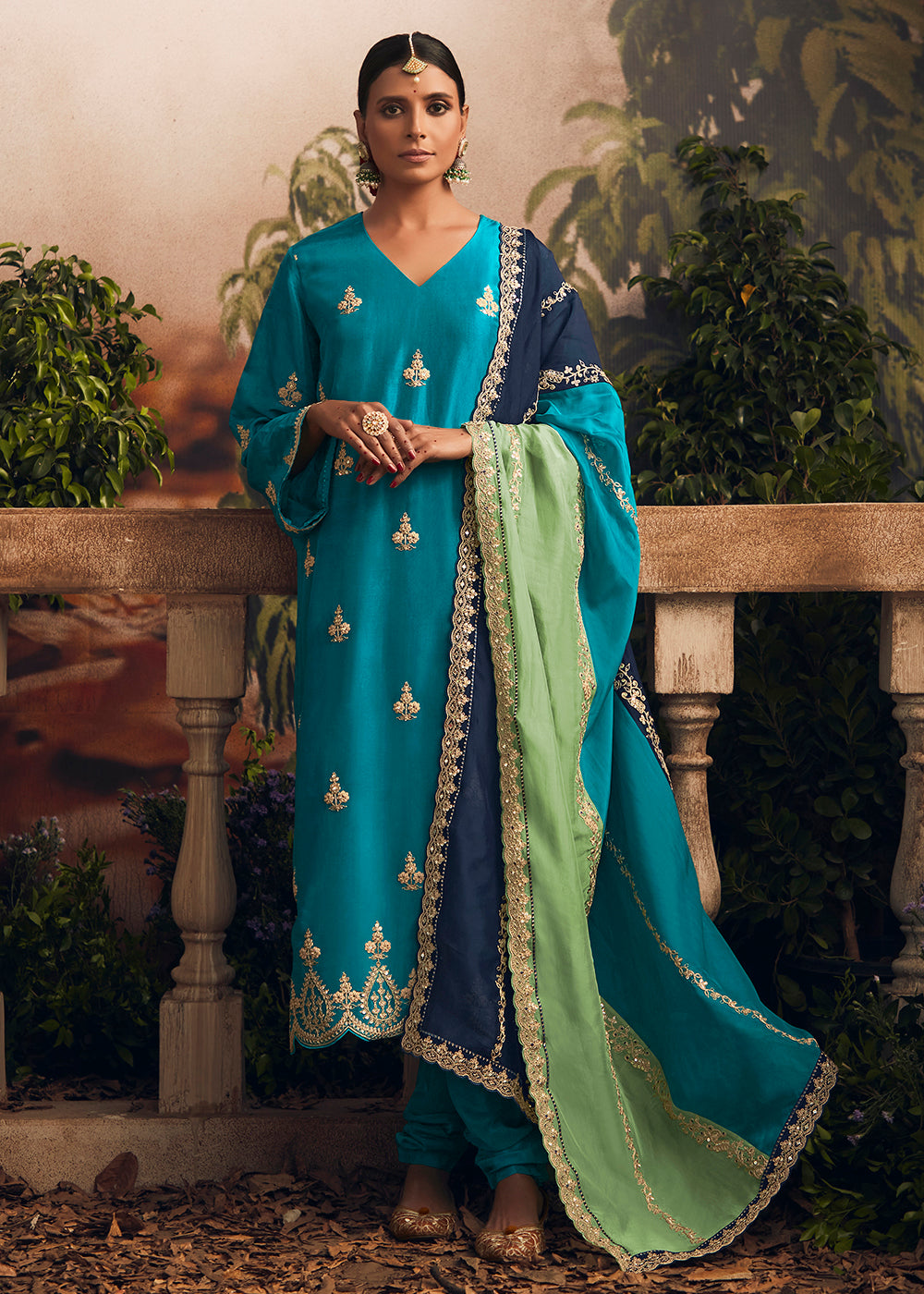 Buy Now Silk Modale Aqua Blue Embroidered Festive Salwar Suit Online in USA, UK, Canada, Germany, Australia & Worldwide at Empress Clothing. 