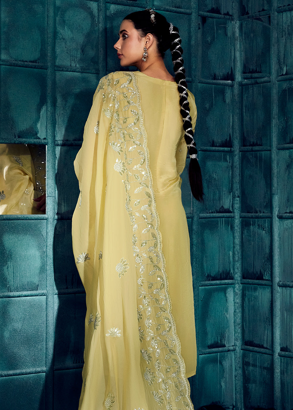 Buy Now Pastel Yellow Modale Silk Embroidered Festive Salwar Suit Online in USA, UK, Canada, Germany, Australia & Worldwide at Empress Clothing.
