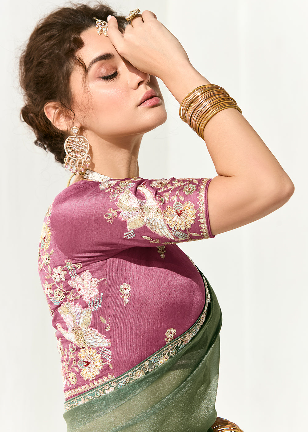 Buy Fabulous Mint Green Organza Tissue Embroidered Designer Saree Online in USA, UK, Canada, Spain, France, Germany, Italy, Austria, UAE & Worldwide at Empress.