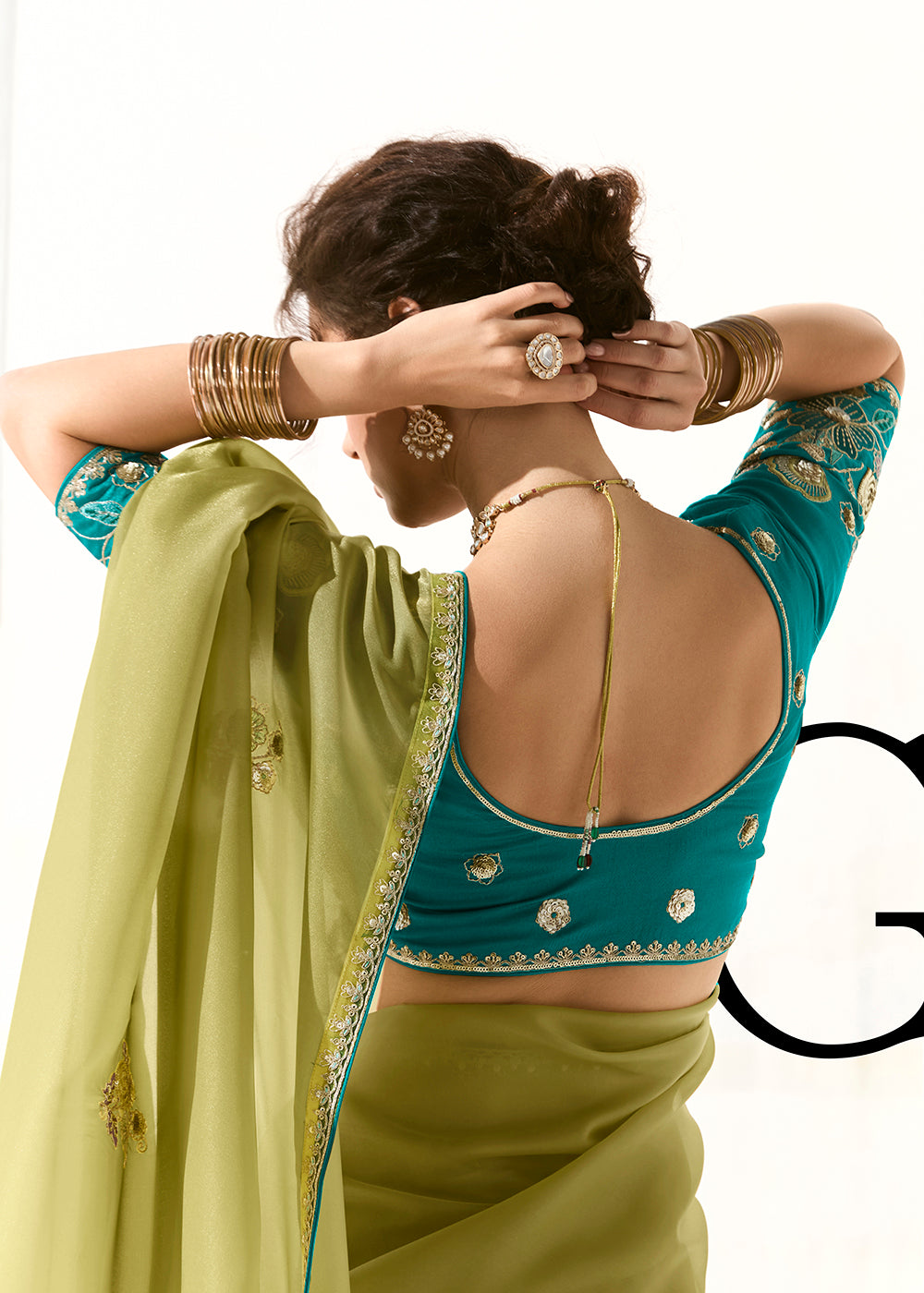 Buy Fabulous Pista Green Organza Tissue Embroidered Designer Saree Online in USA, UK, Canada, Spain, France, Germany, Italy, Austria, UAE & Worldwide at Empress.