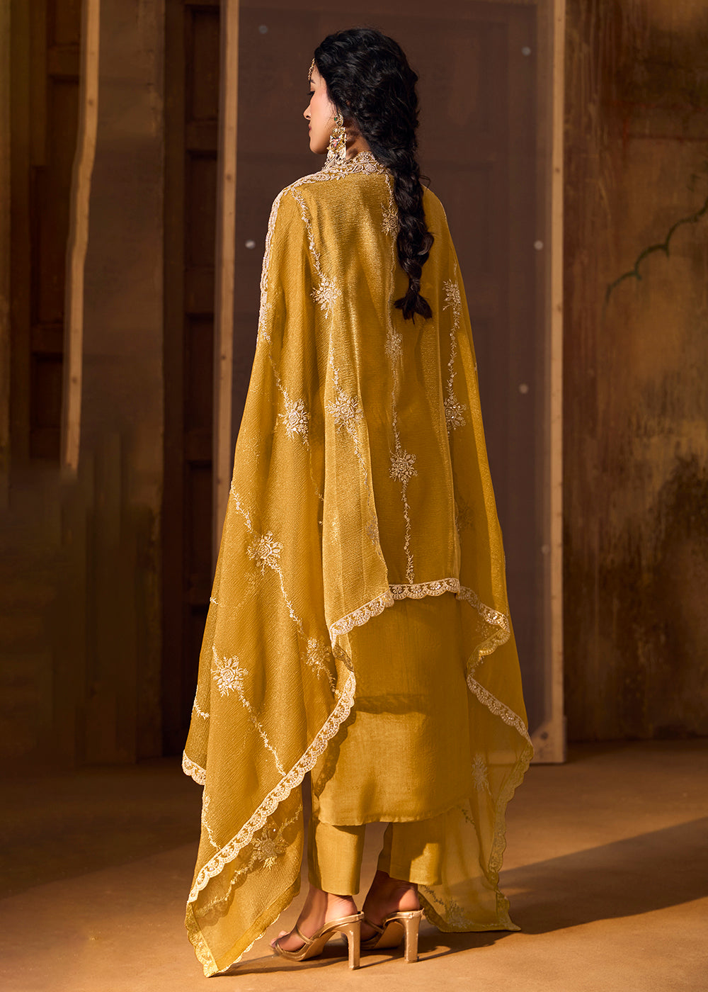 Buy Now Mustard Bamberg Silk Embroidered Eid Style Salwar Suit Online in USA, UK, Canada, Germany, Italy, UAE & Worldwide at Empress Clothing. 