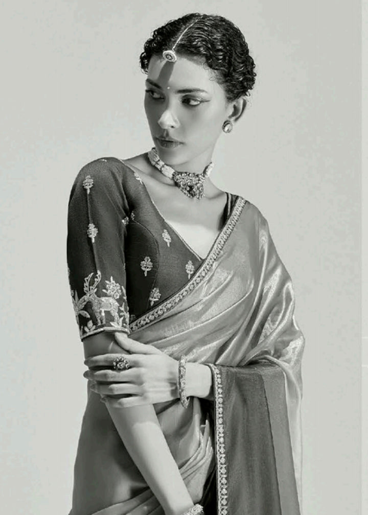 Buy Violet & Green Organza Tissue Designer Party Wear Saree Online in USA, UK, Canada, Spain, France, Germany, Italy, Austria, Qatar & Worldwide at Empress.