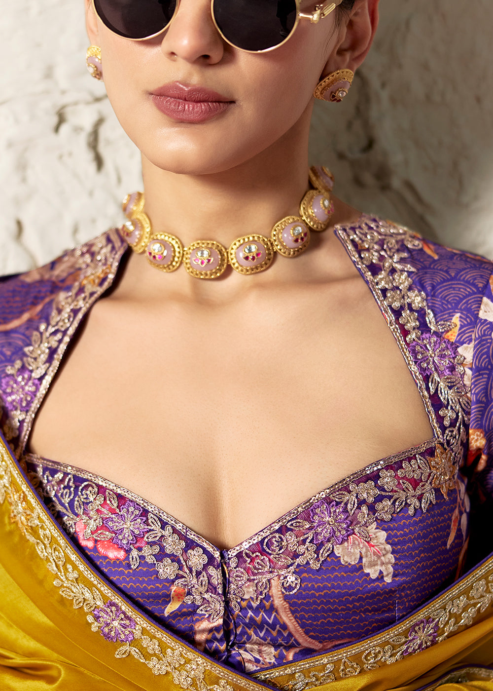 Buy Now Mustard Glass Tissue Organza Designer Wear Saree Online in US, UK, Canada, France, Germany, Denmark, Netherland, Sweden, UAE & Worldwide at Empress.